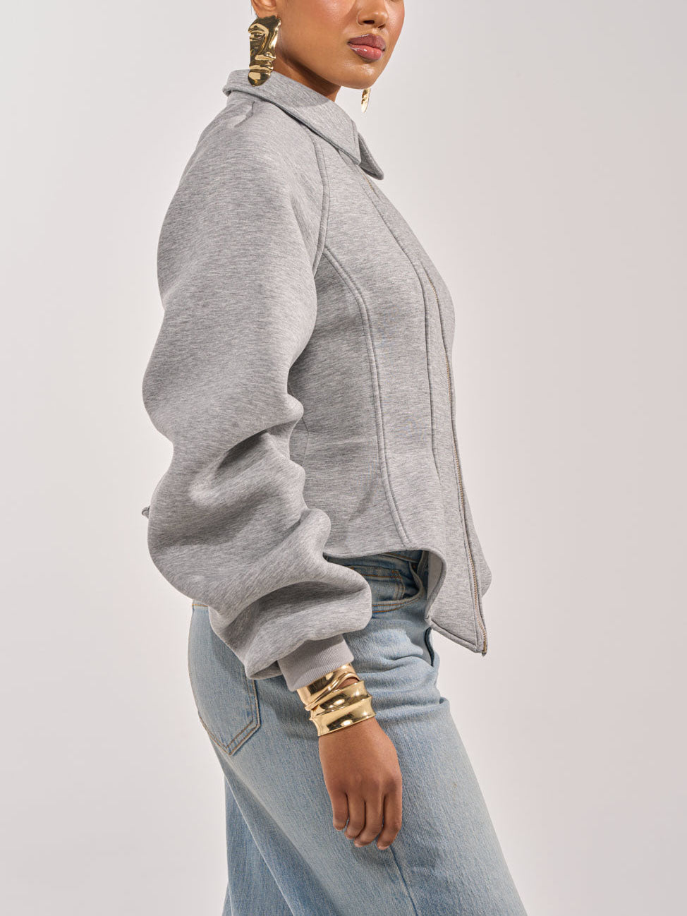 Sculptural Jacket & Fringe Wide-Leg Jogger Set