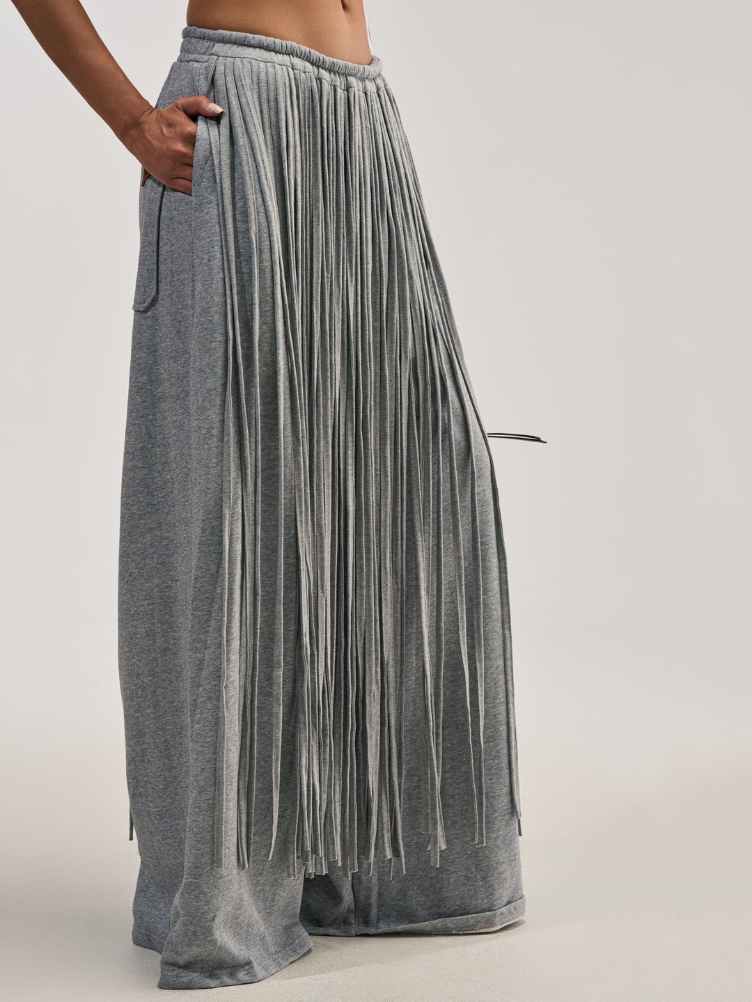Sculptural Jacket & Fringe Wide-Leg Jogger Set