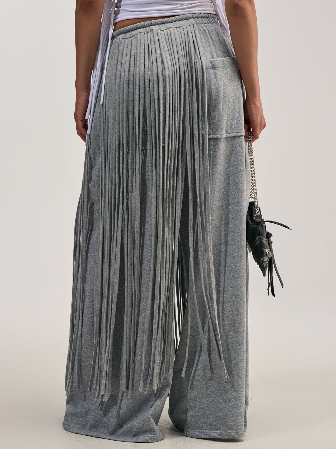 Sculptural Jacket & Fringe Wide-Leg Jogger Set