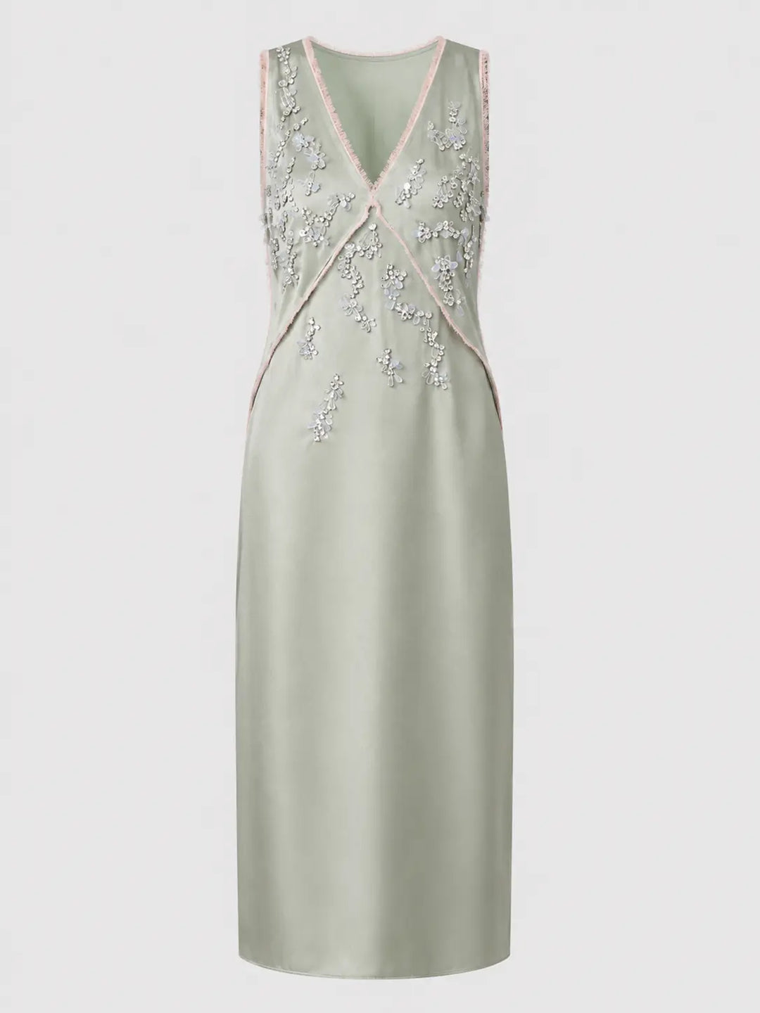 Embellished V-Neck Midi Dress