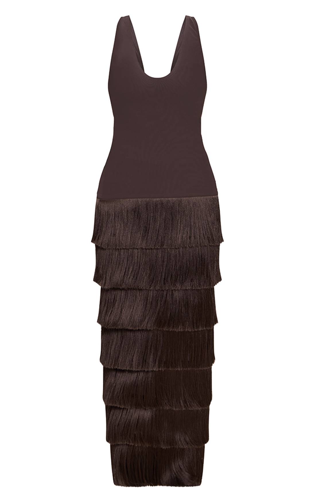 Mesh Fringe Skirt Maxi Dress