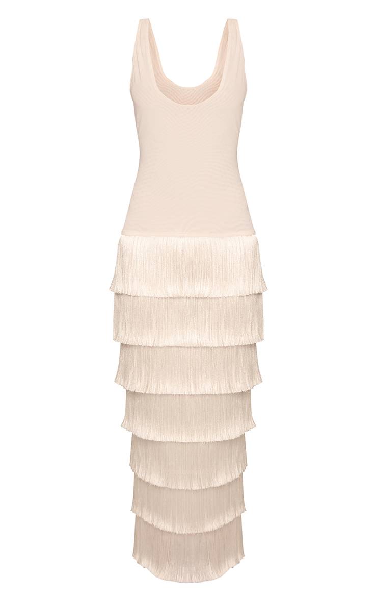 Mesh Fringe Skirt Maxi Dress