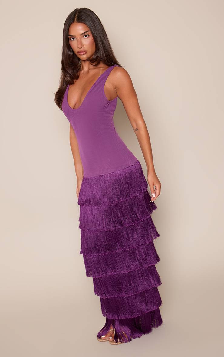 Mesh Fringe Skirt Maxi Dress