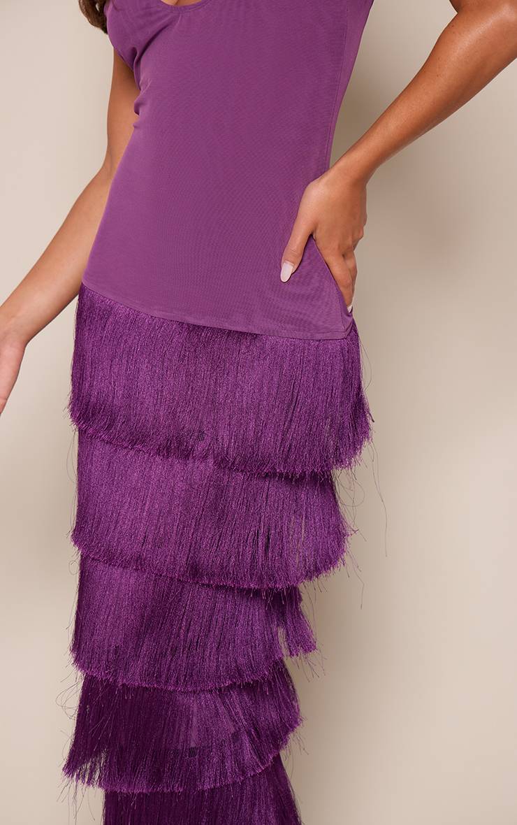 Mesh Fringe Skirt Maxi Dress