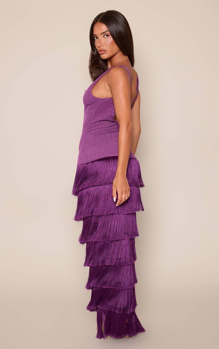 Mesh Fringe Skirt Maxi Dress