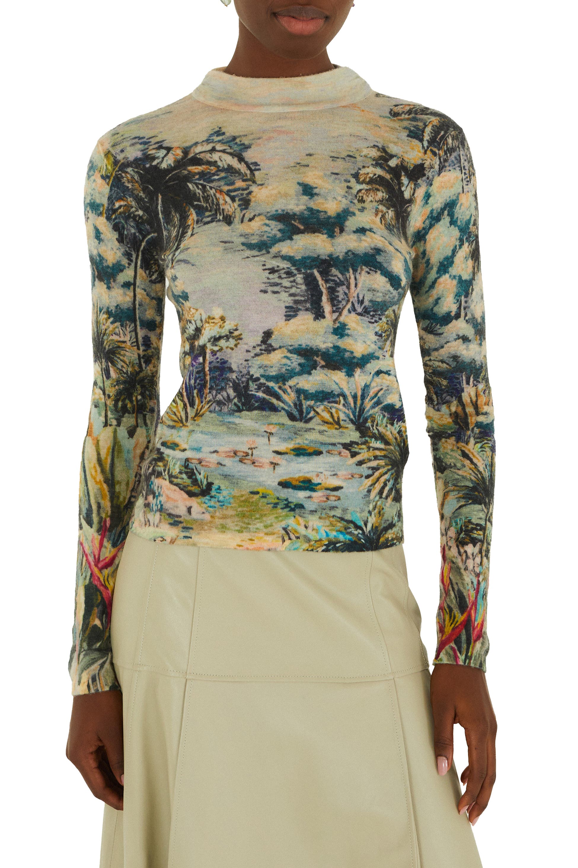 Mock Neck Long Sleeve Knit Top