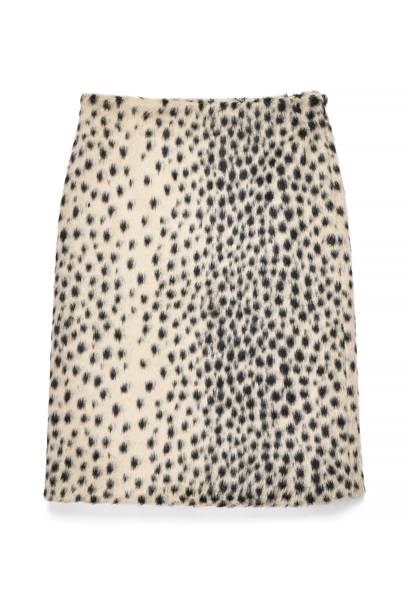 Faux Fur Printed Knee Length Skirt