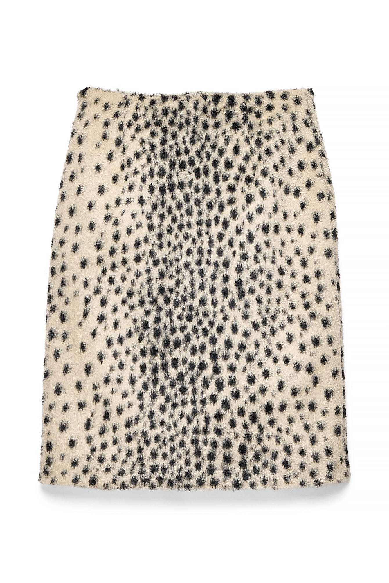 Faux Fur Printed Knee Length Skirt