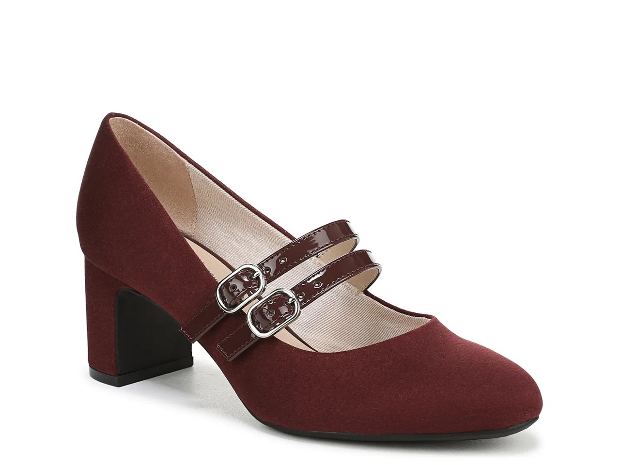 Double Buckle Mary Jane Block Heel Pumps