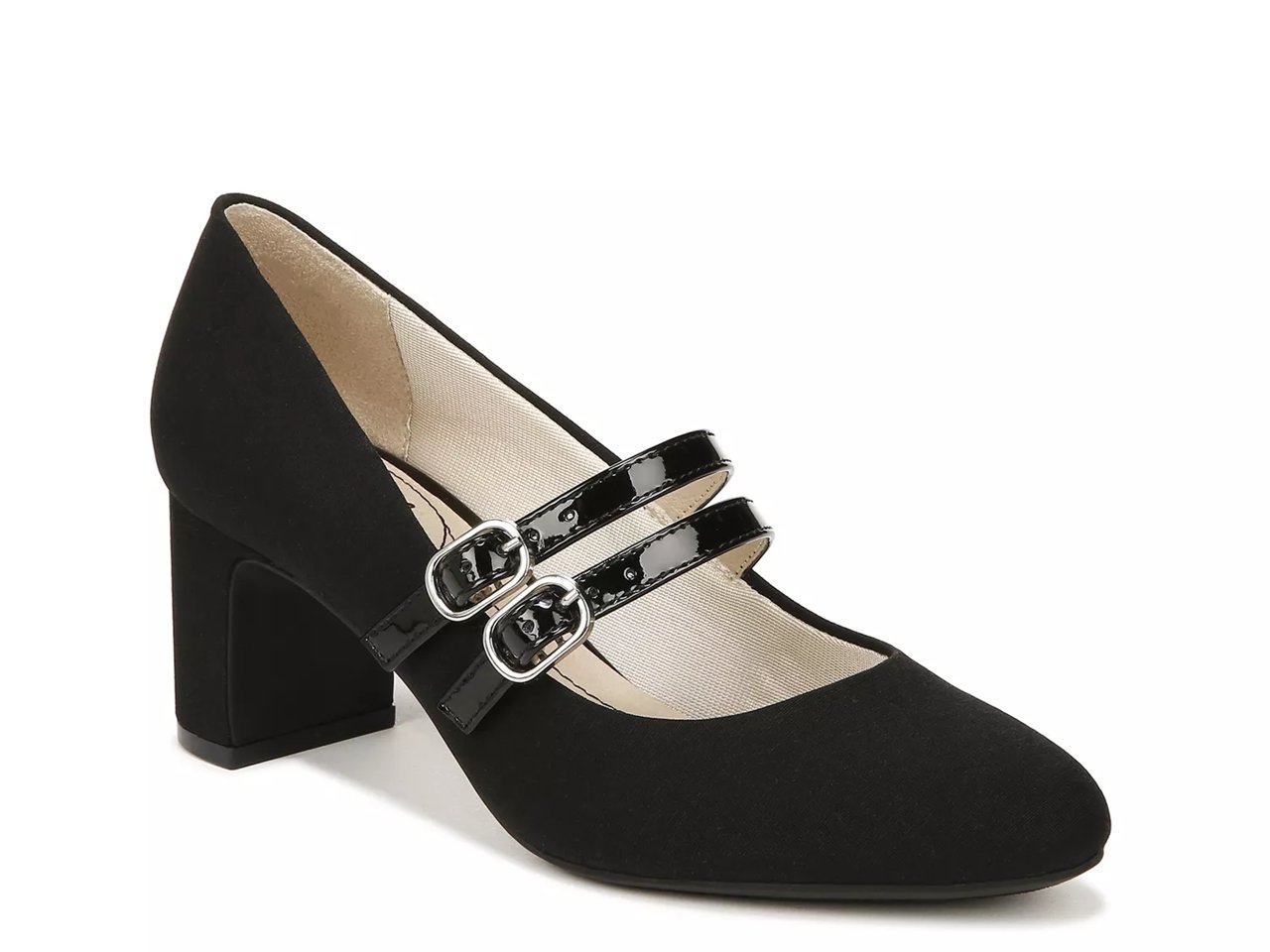 Double Buckle Mary Jane Block Heel Pumps