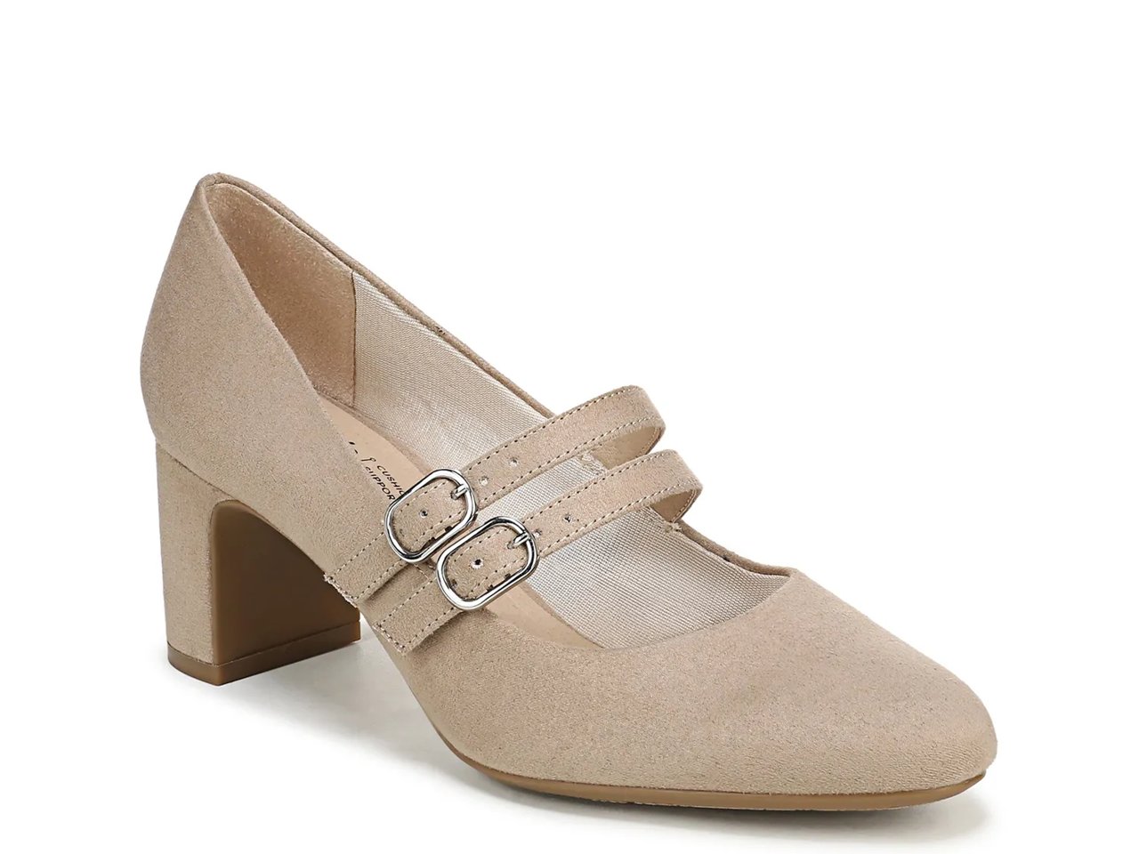 Double Buckle Mary Jane Block Heel Pumps