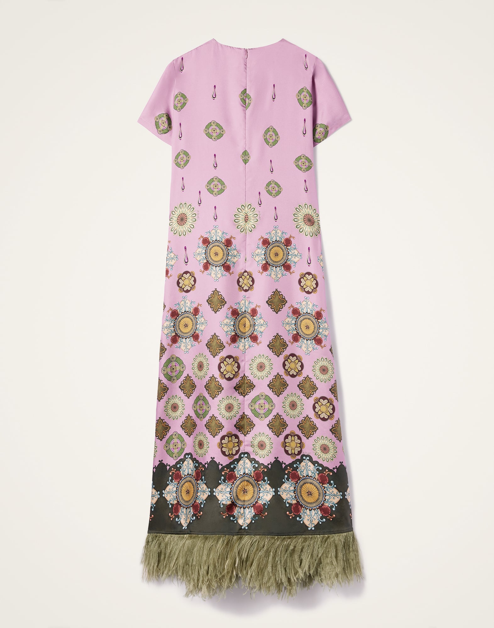 Swing Feather-Trimmed Maxi Dress