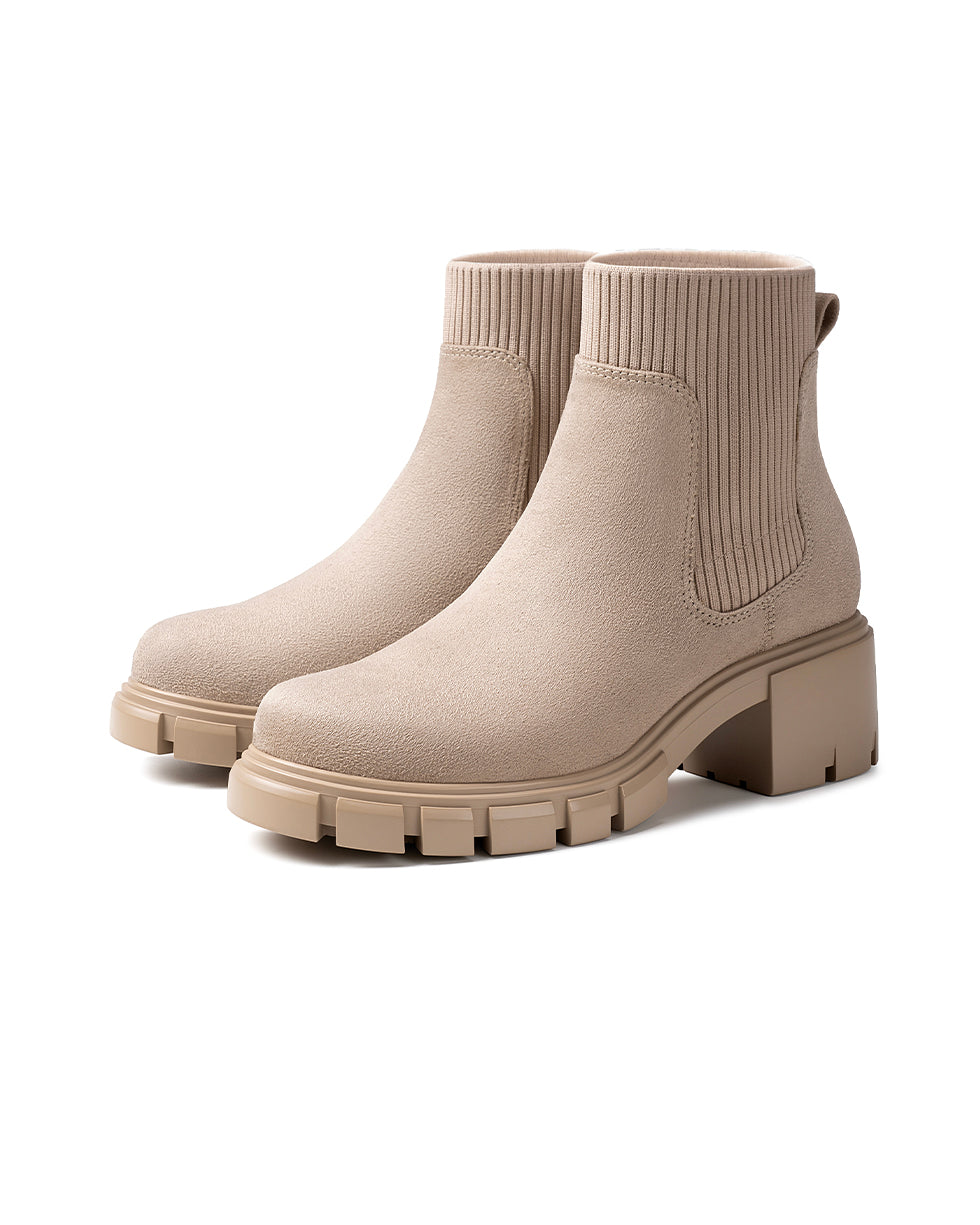 Ribbed Knit Chelsea Ankle Boots