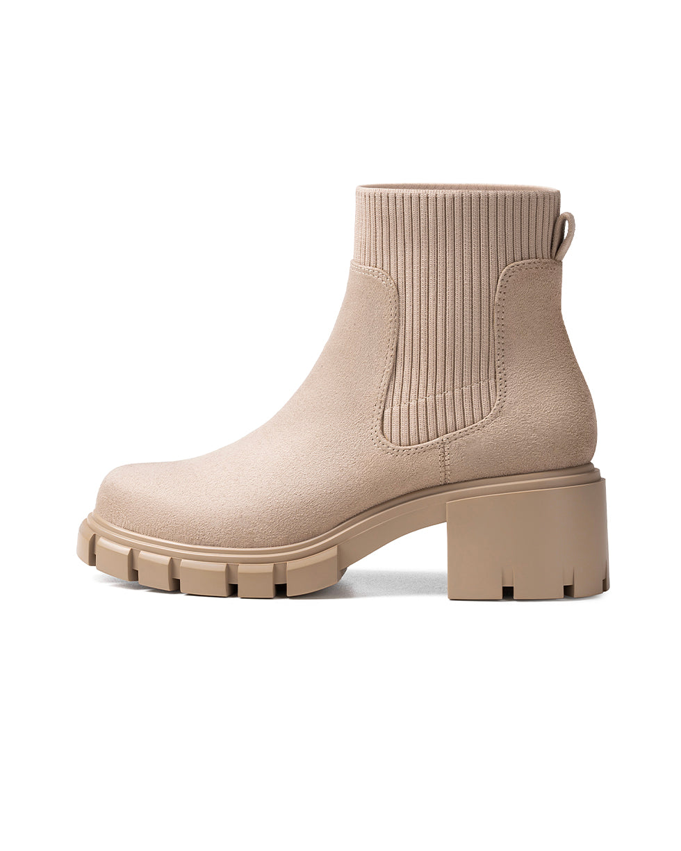 Ribbed Knit Chelsea Ankle Boots