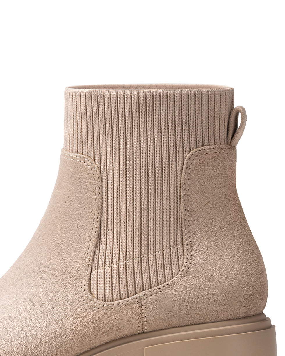 Ribbed Knit Chelsea Ankle Boots
