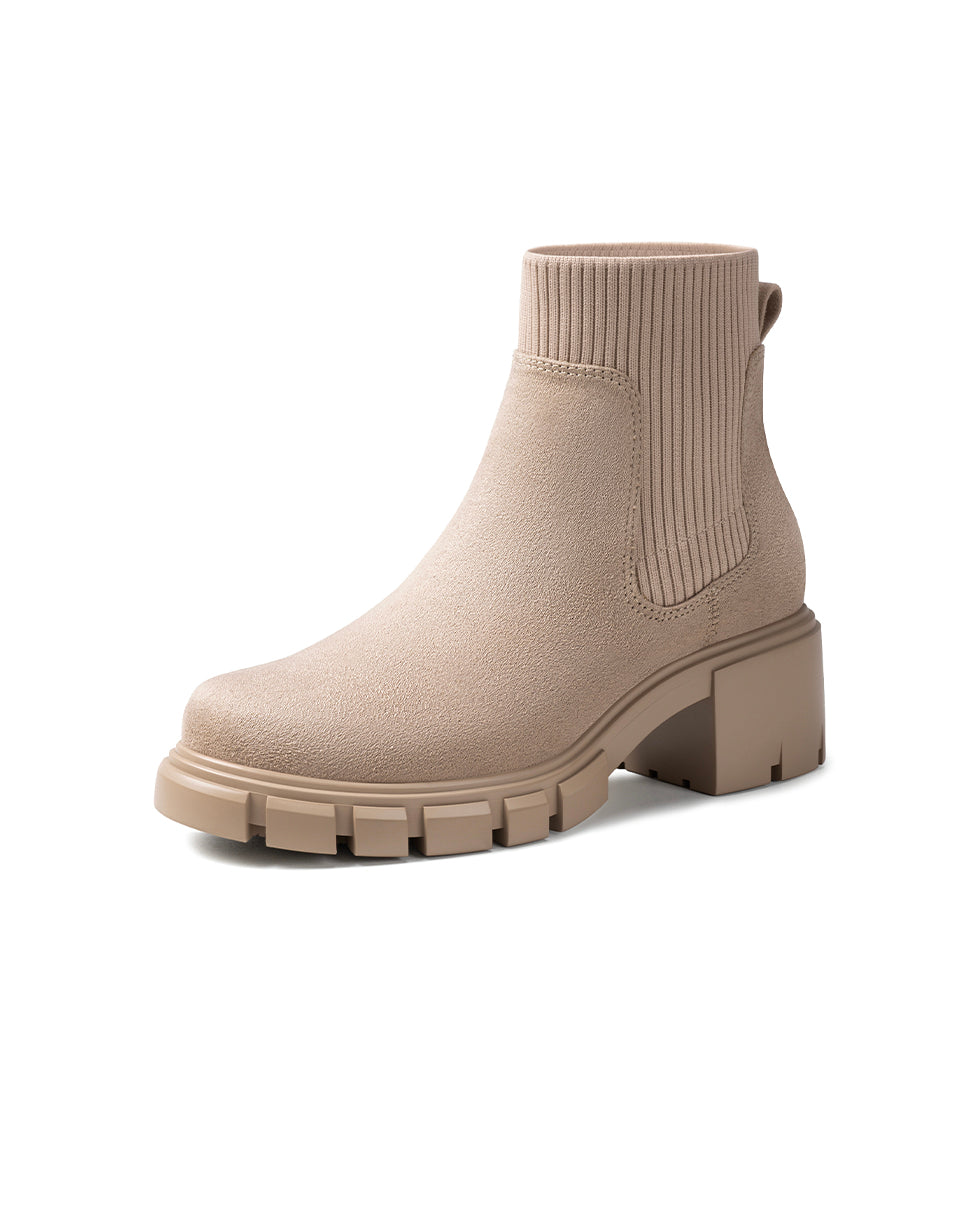 Ribbed Knit Chelsea Ankle Boots