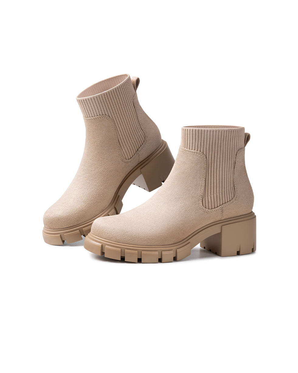 Ribbed Knit Chelsea Ankle Boots