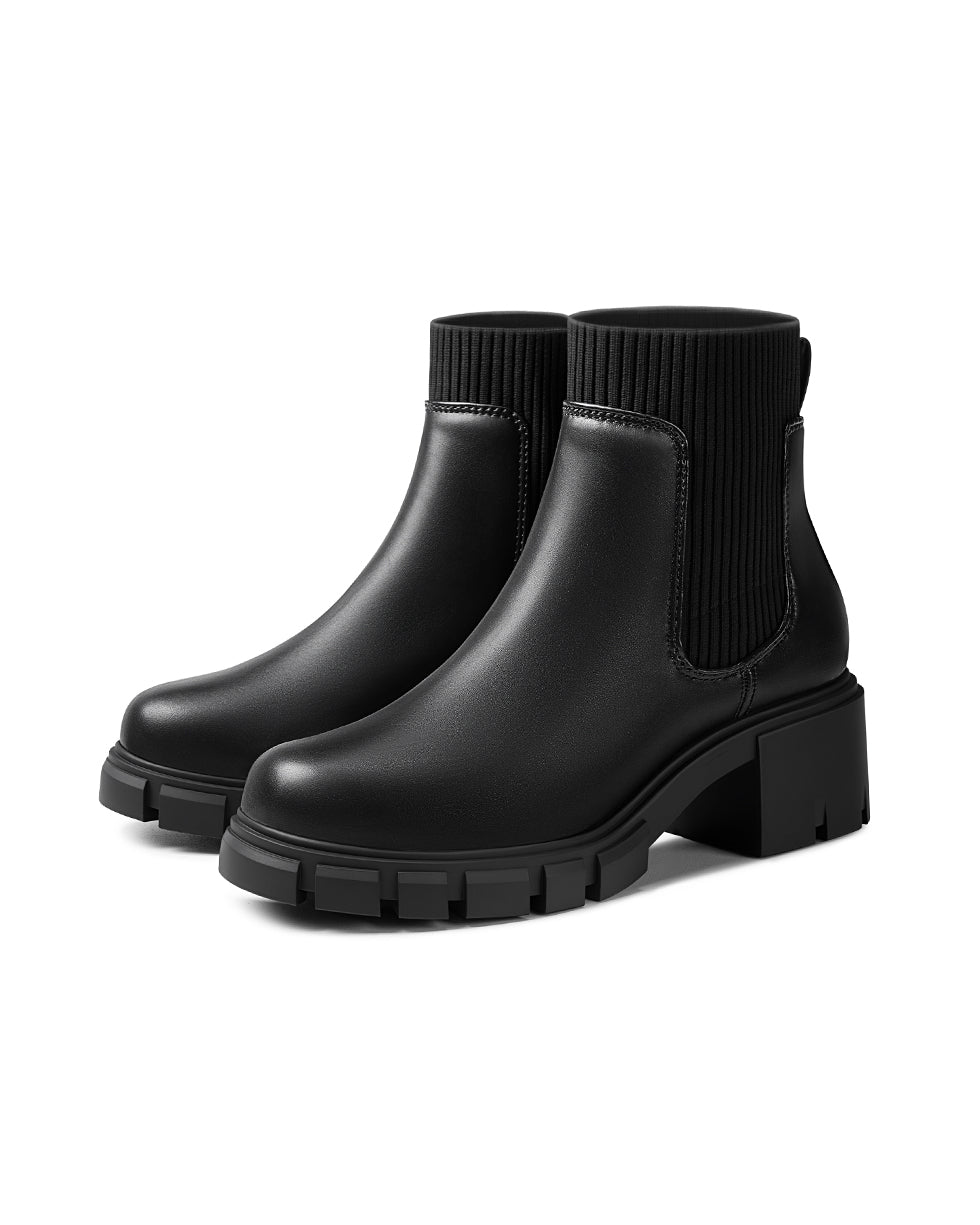 Ribbed Knit Chelsea Ankle Boots