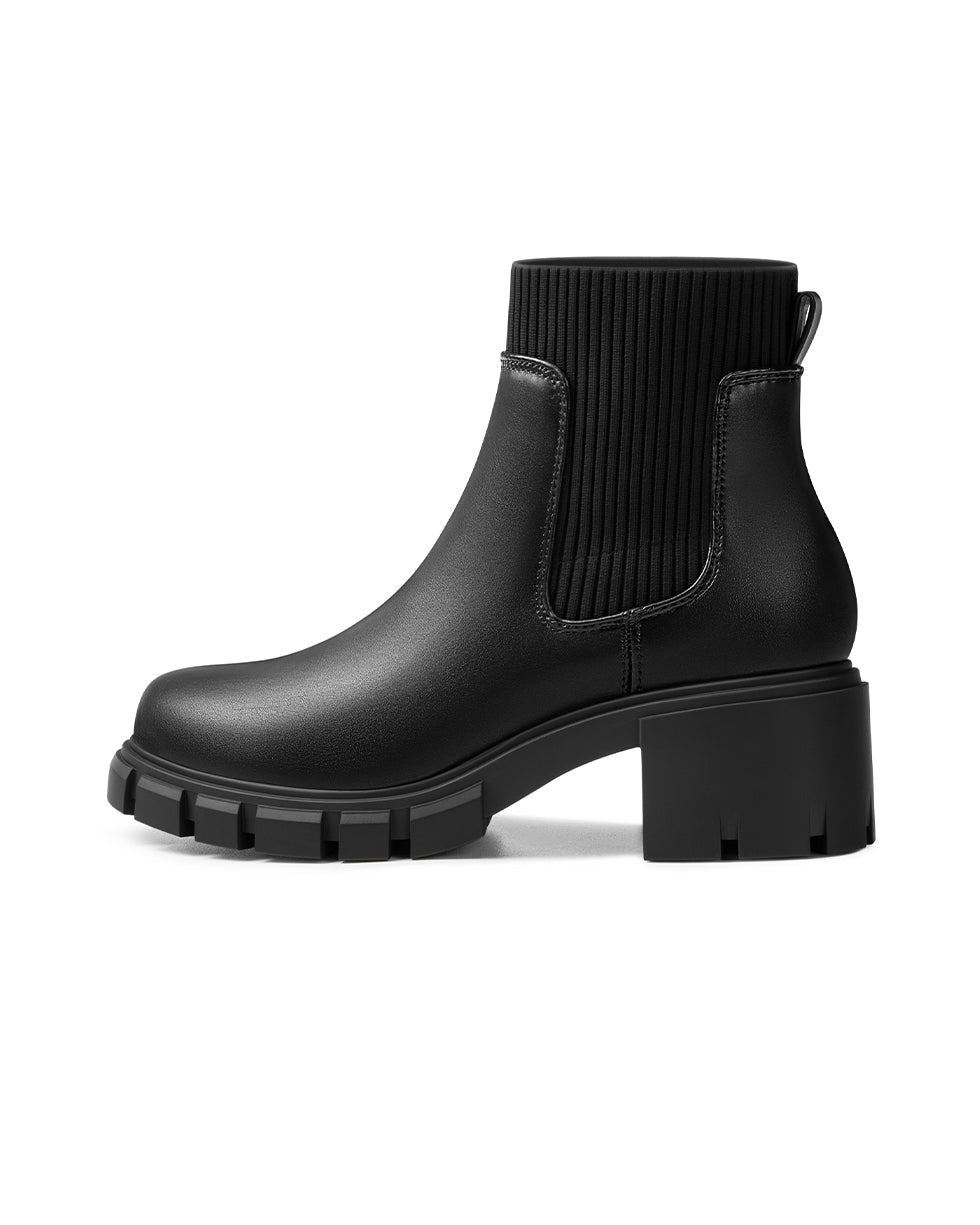 Ribbed Knit Chelsea Ankle Boots