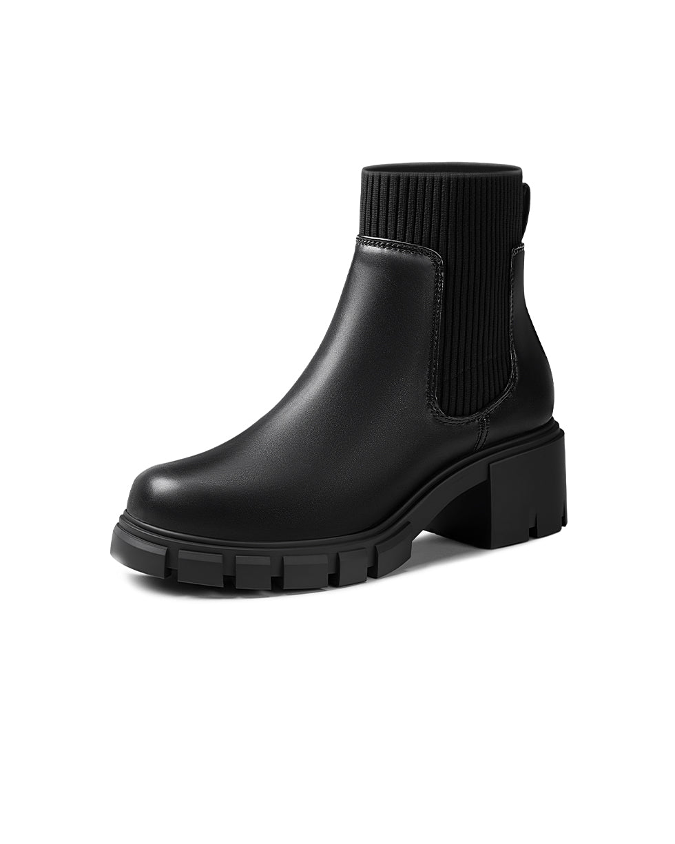 Ribbed Knit Chelsea Ankle Boots