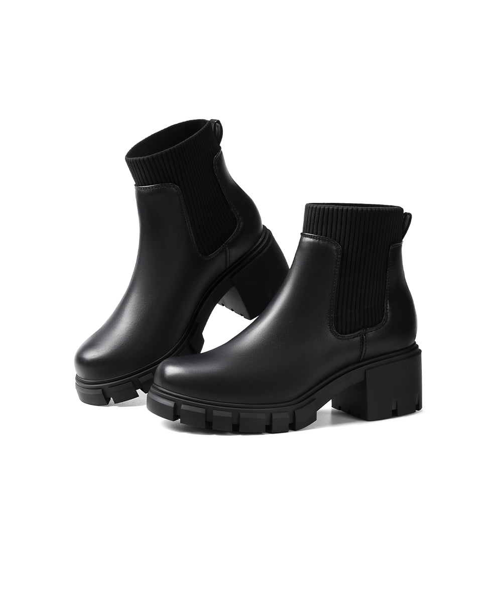Ribbed Knit Chelsea Ankle Boots