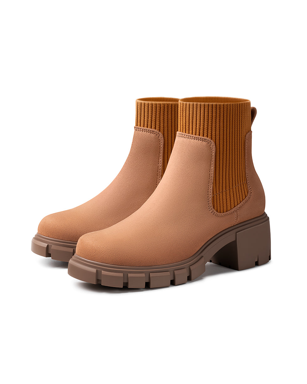 Ribbed Knit Chelsea Ankle Boots