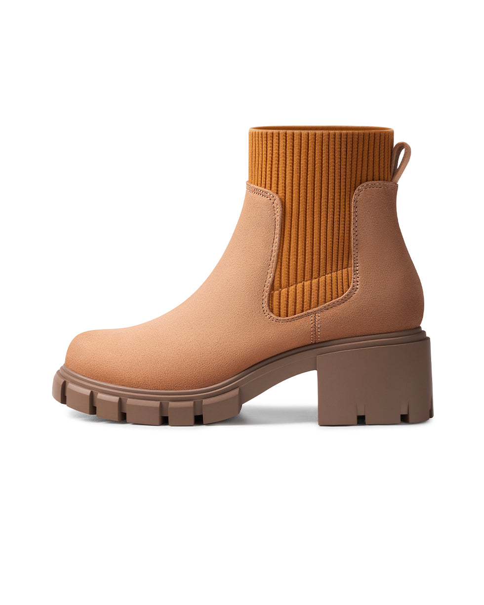 Ribbed Knit Chelsea Ankle Boots