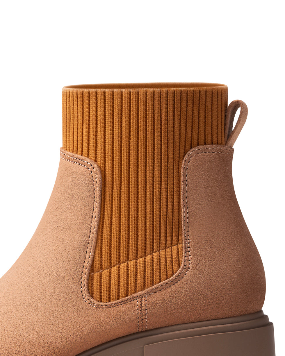 Ribbed Knit Chelsea Ankle Boots