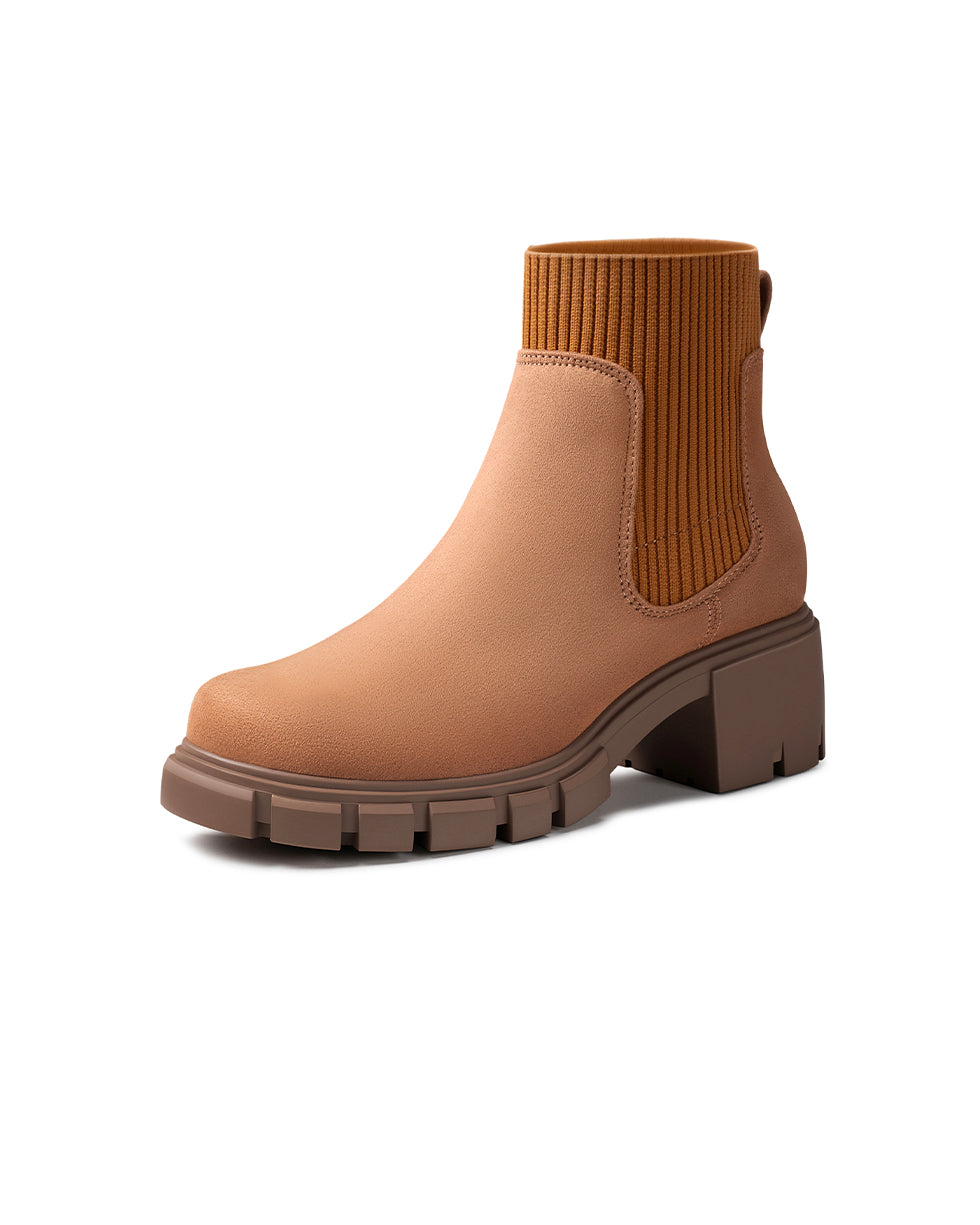 Ribbed Knit Chelsea Ankle Boots