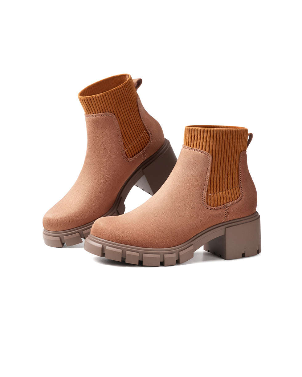 Ribbed Knit Chelsea Ankle Boots