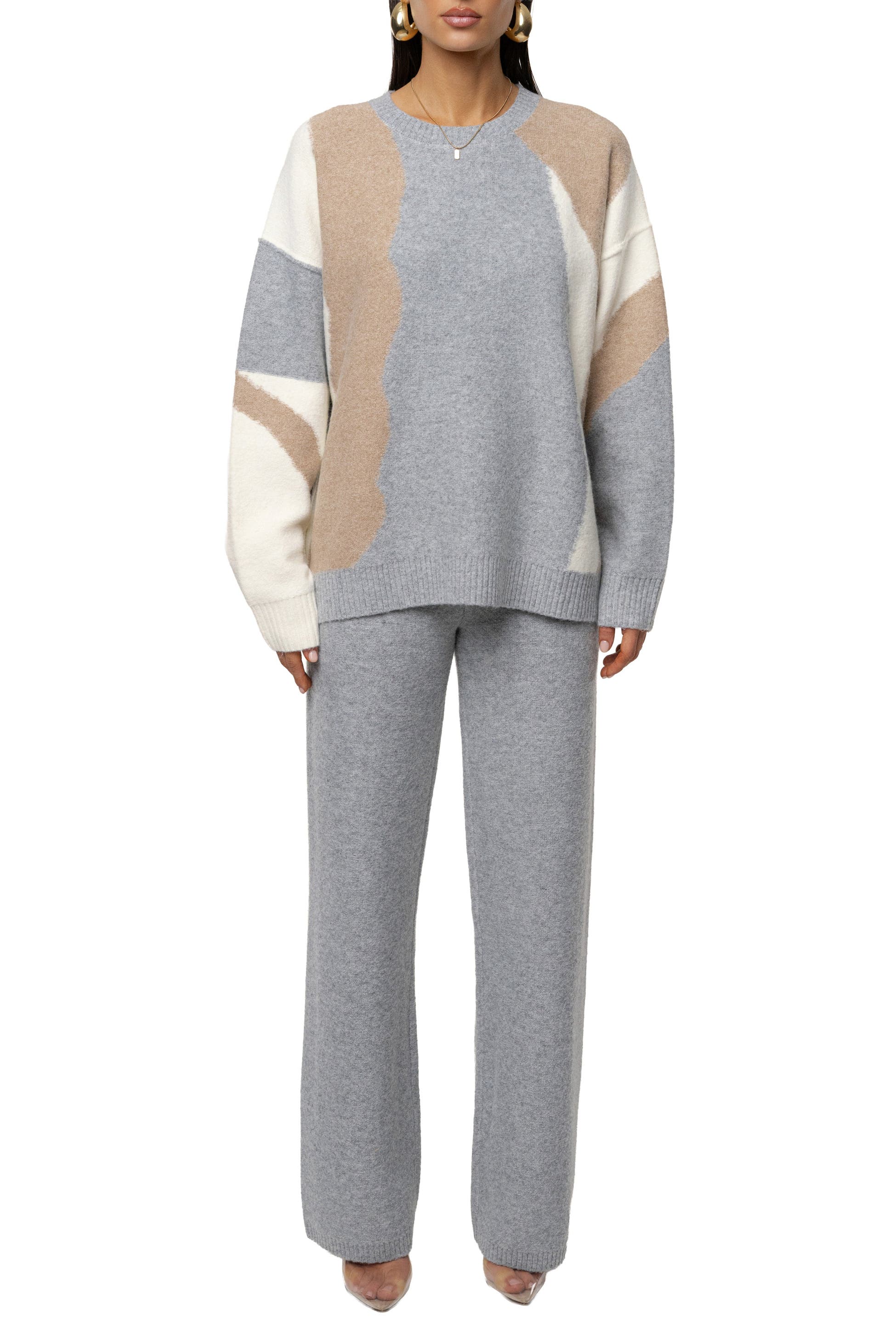 Grey Emelie Knit Pant Set