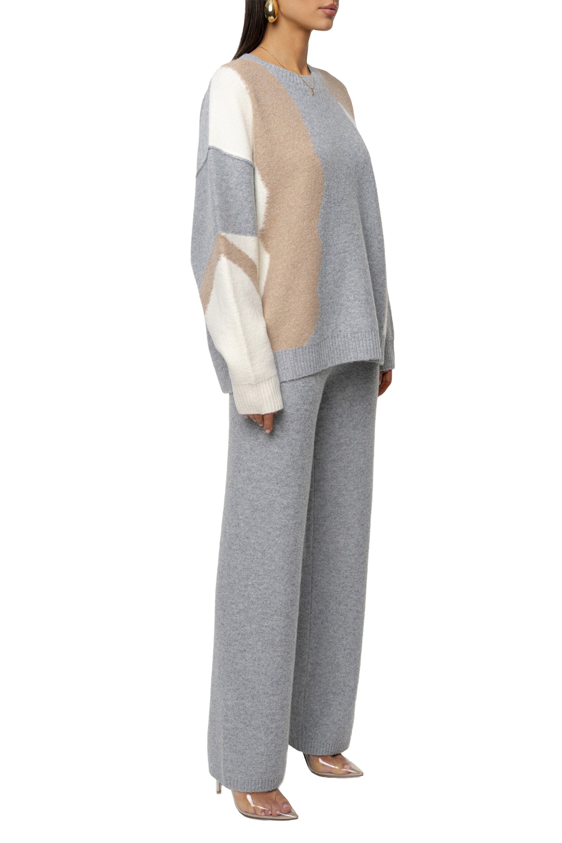 Grey Emelie Knit Pant Set