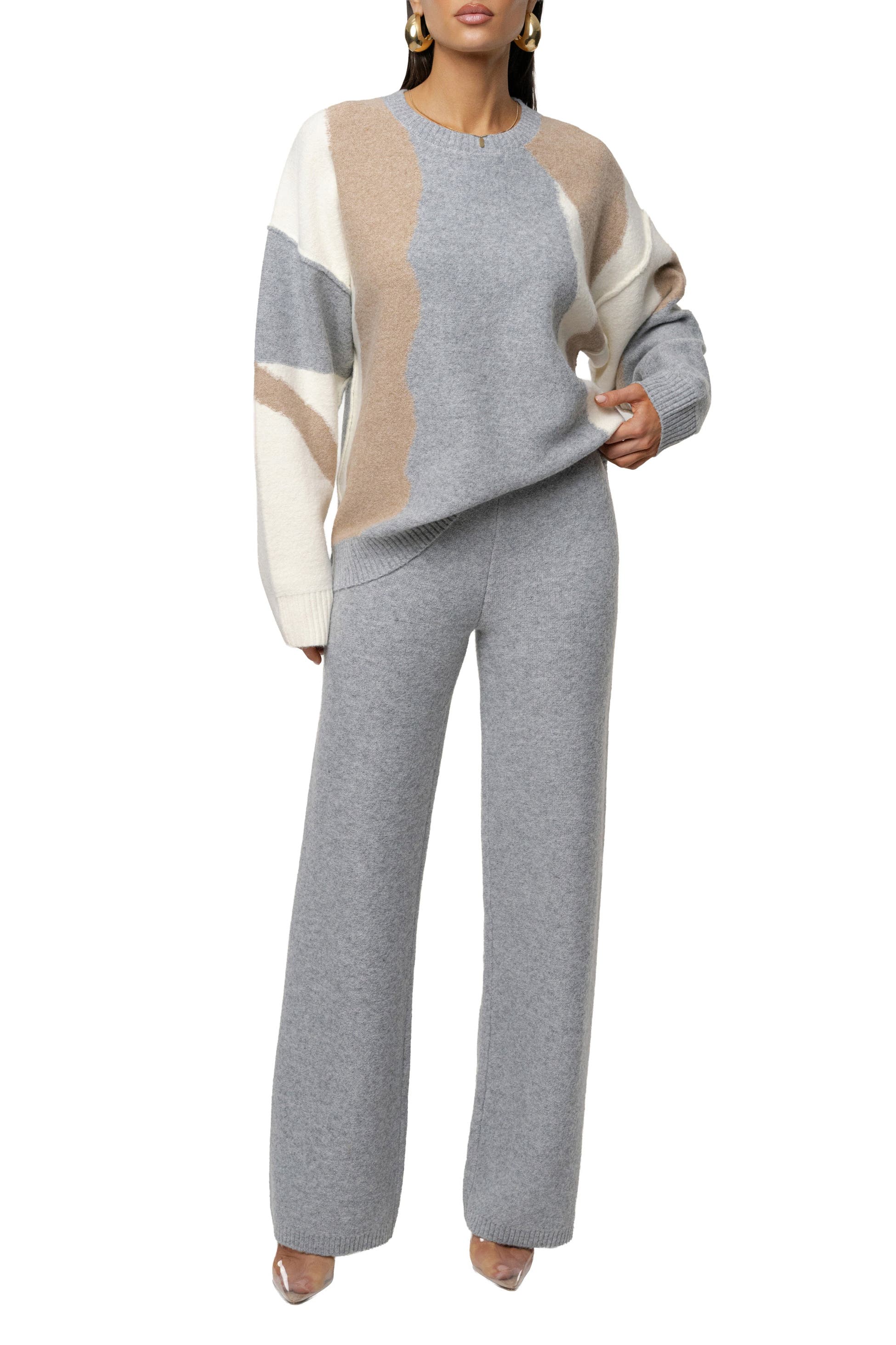 Grey Emelie Knit Pant Set