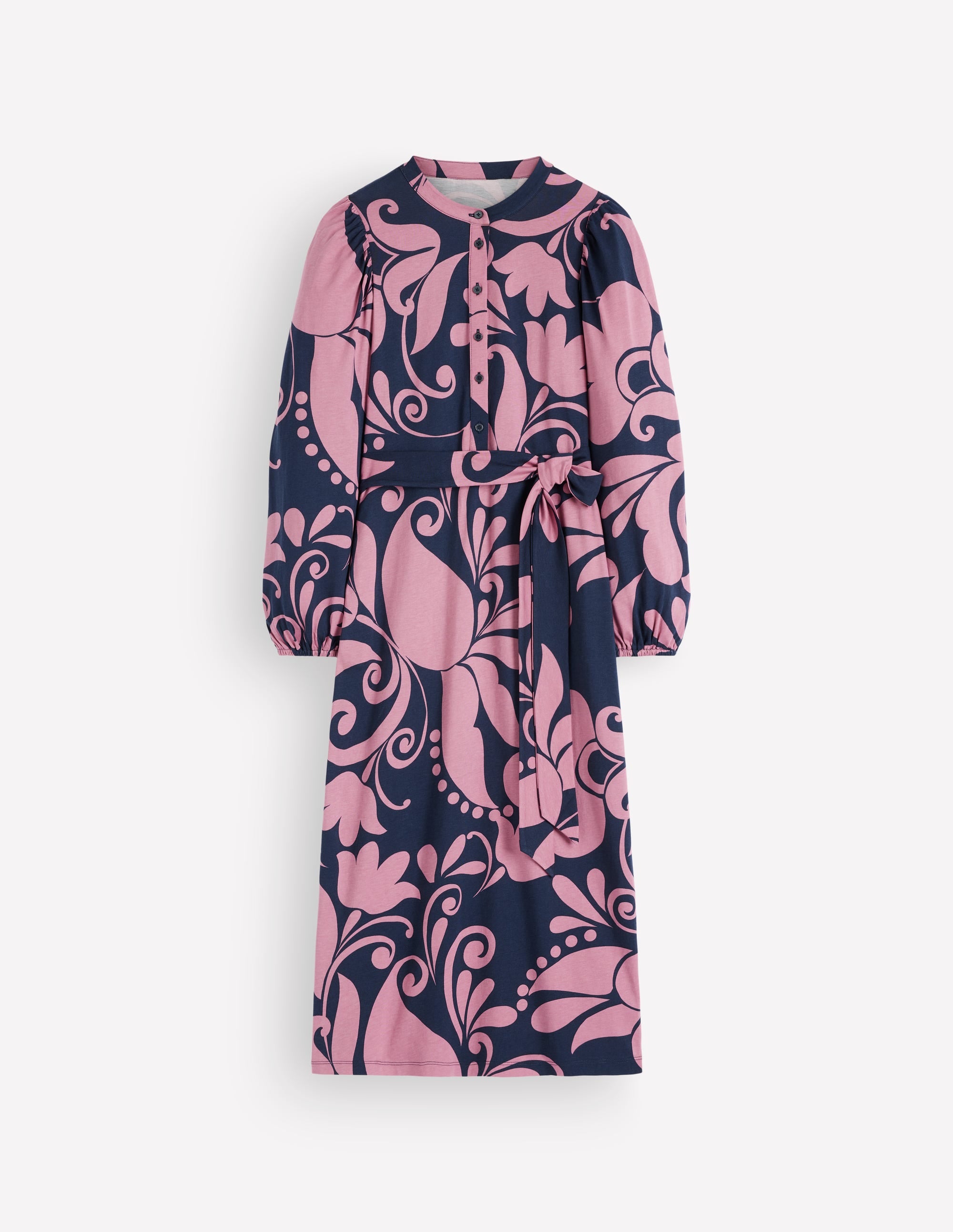 Belted Jersey Midi Dress
