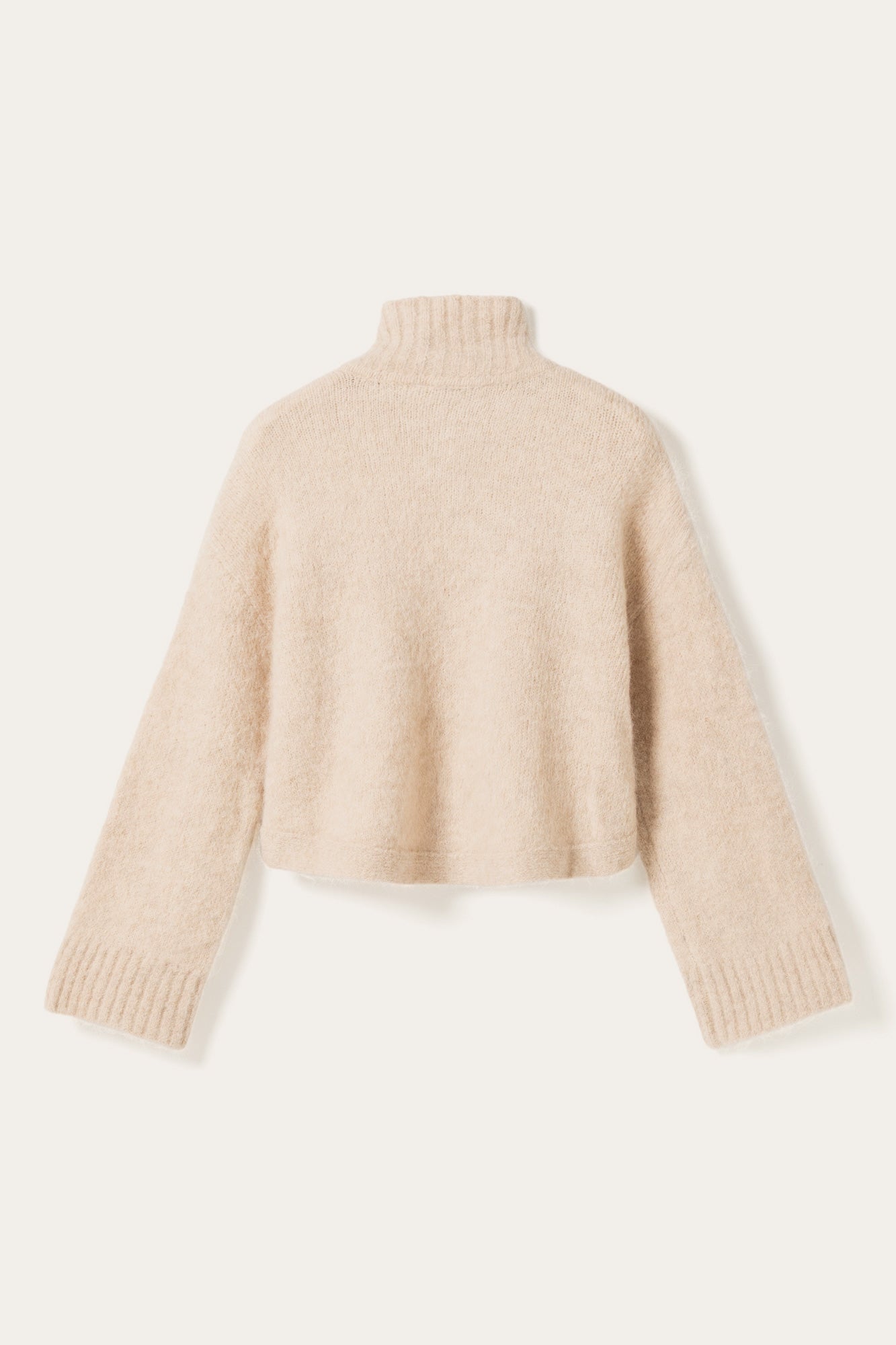 Soft Brushed High-Neck Cropped Cardigan
