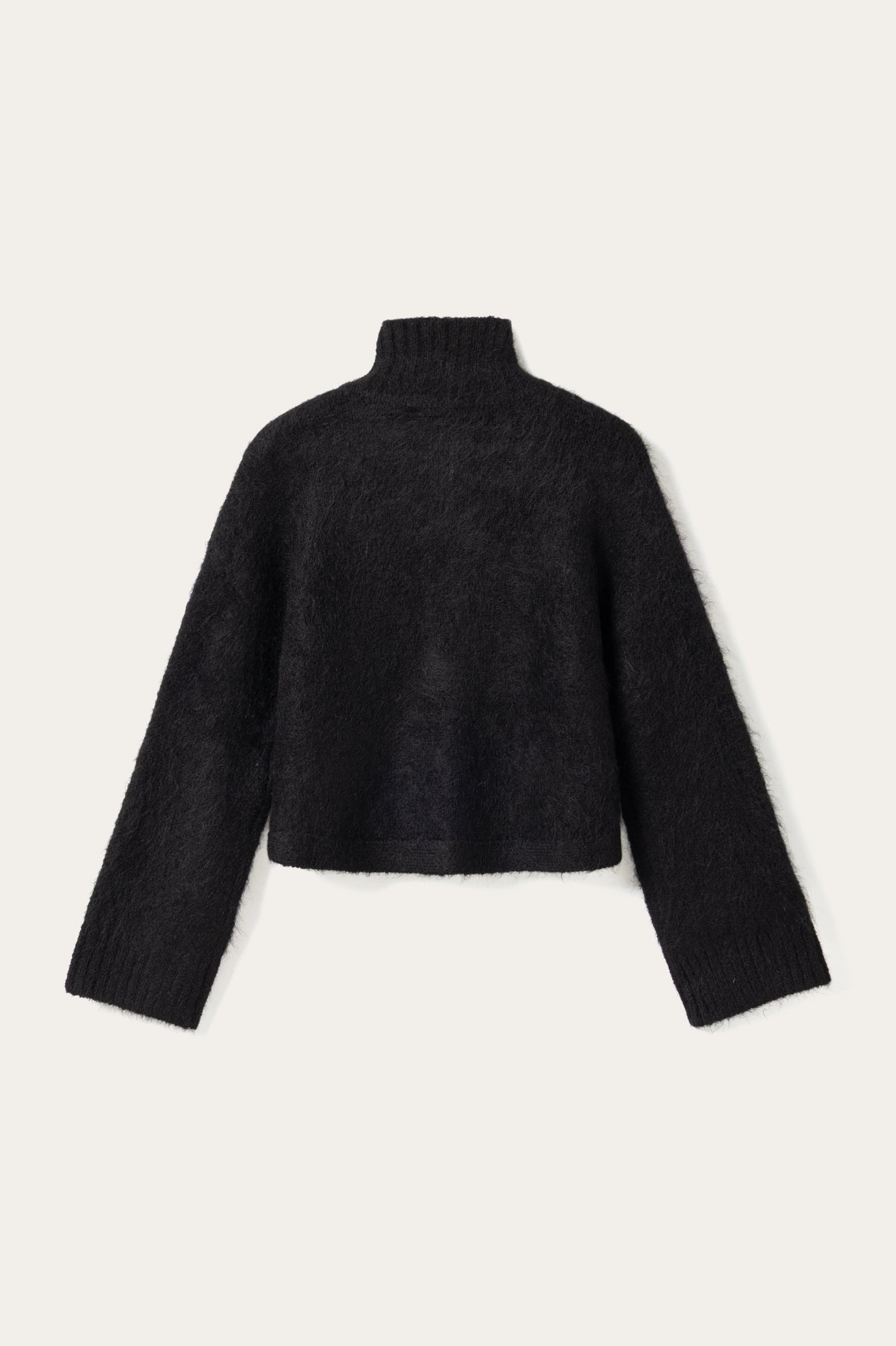 Soft Brushed High-Neck Cropped Cardigan