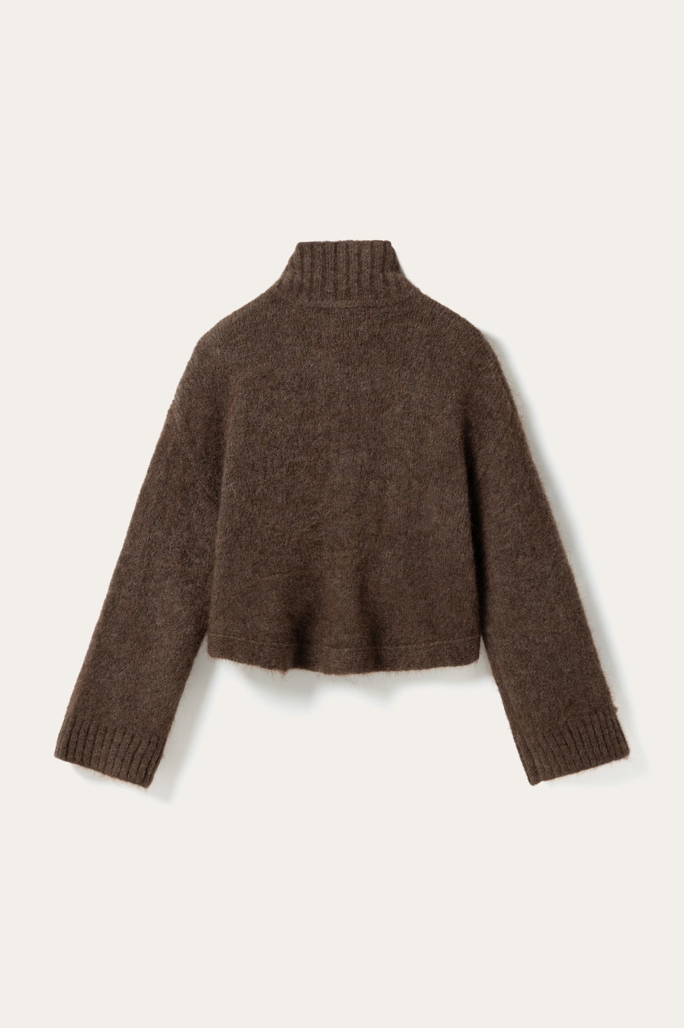 Soft Brushed High-Neck Cropped Cardigan