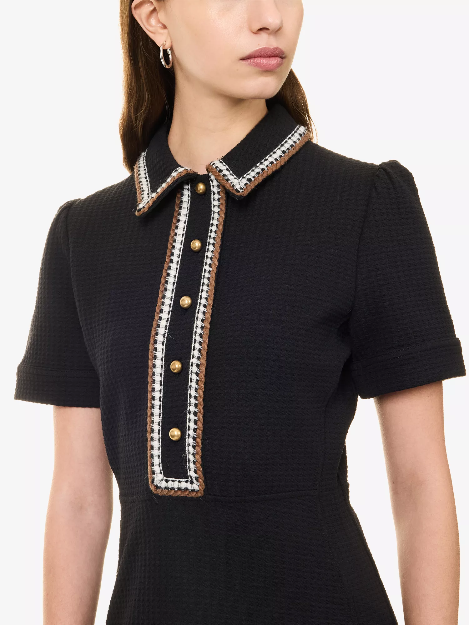 Textured Fit-and-Flare Jersey Midi Dress
