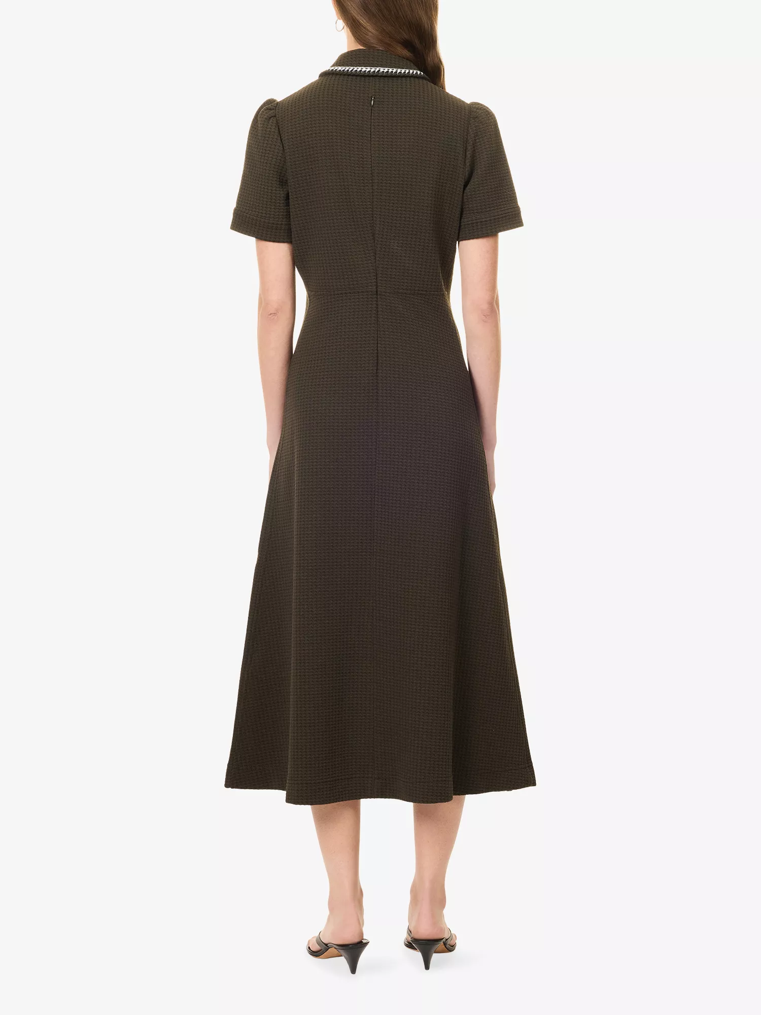 Textured Fit-and-Flare Jersey Midi Dress