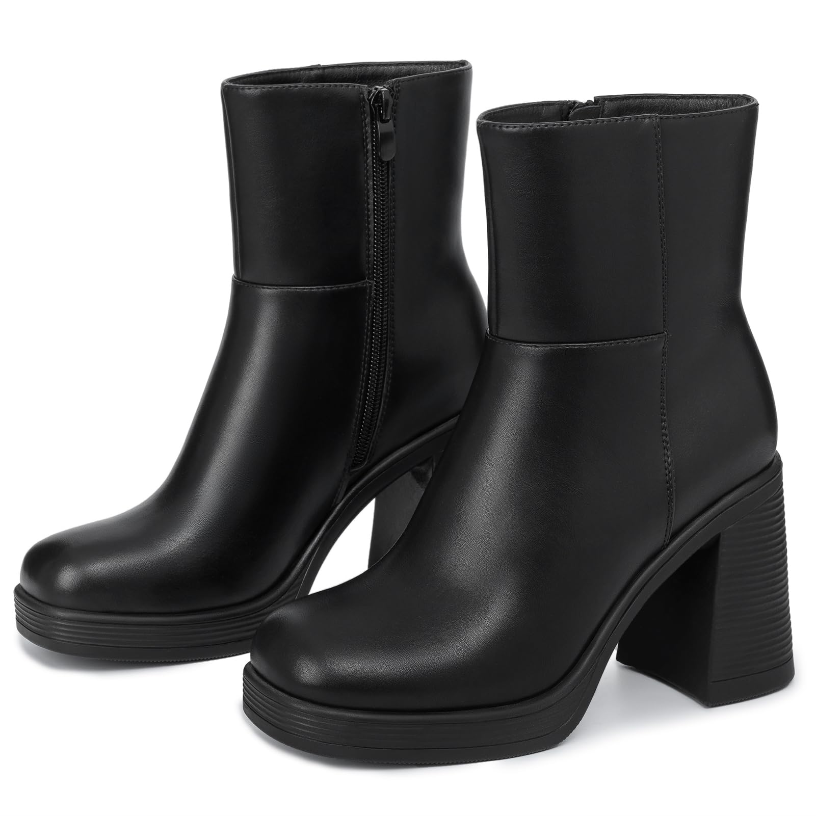 Vintage Platform Block Heel Ankle Boots