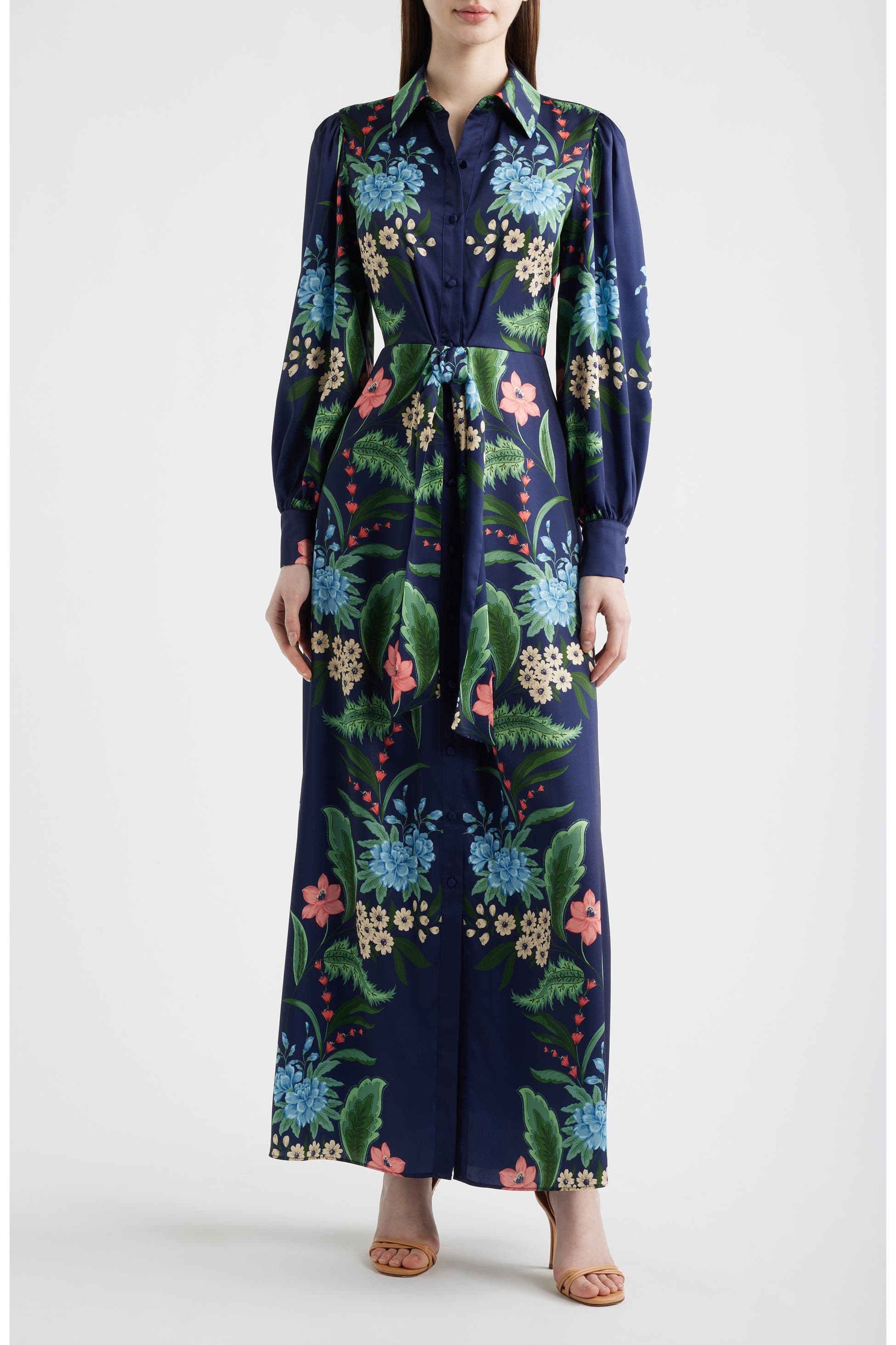 Floral Print Long Sleeve Shirtdress