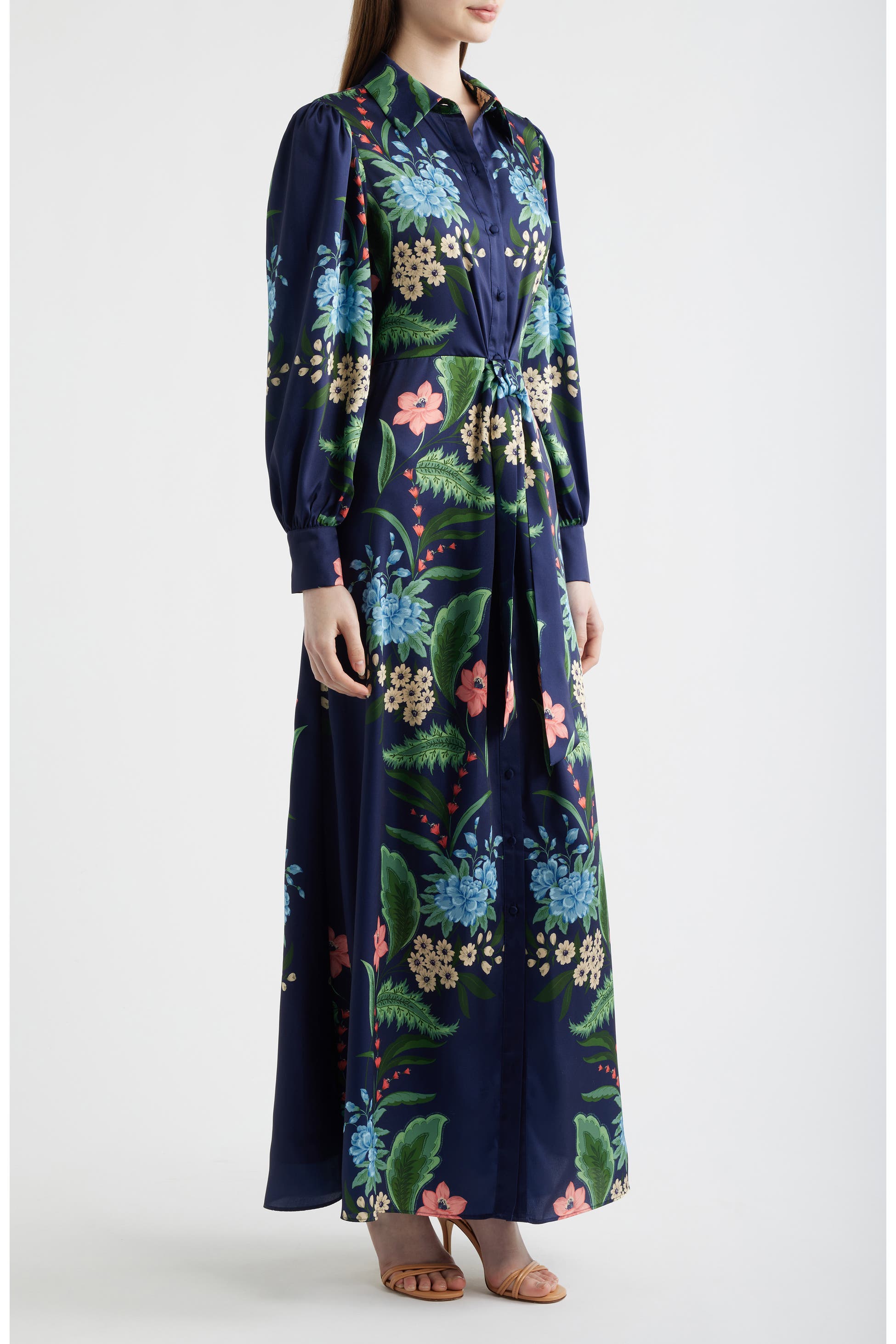 Floral Print Long Sleeve Shirtdress