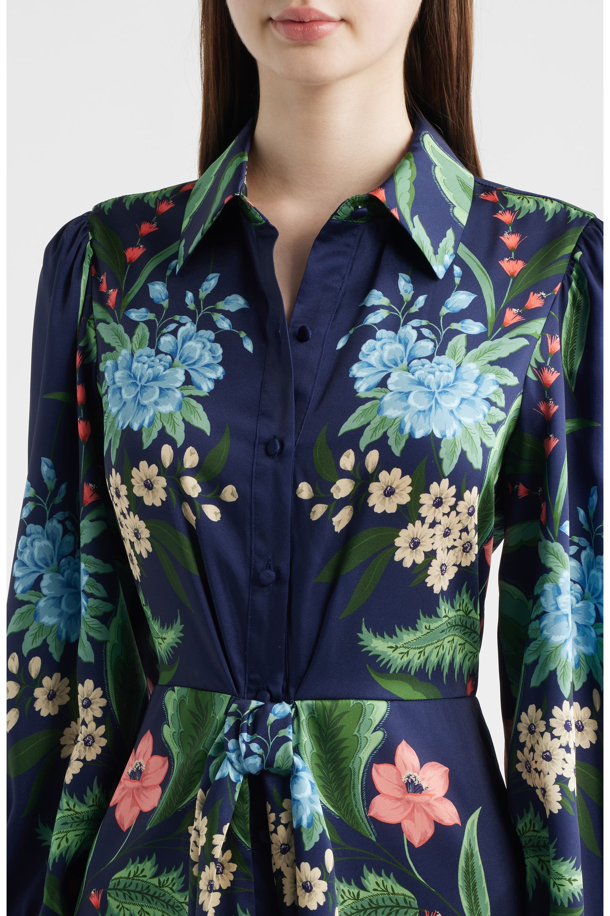 Floral Print Long Sleeve Shirtdress