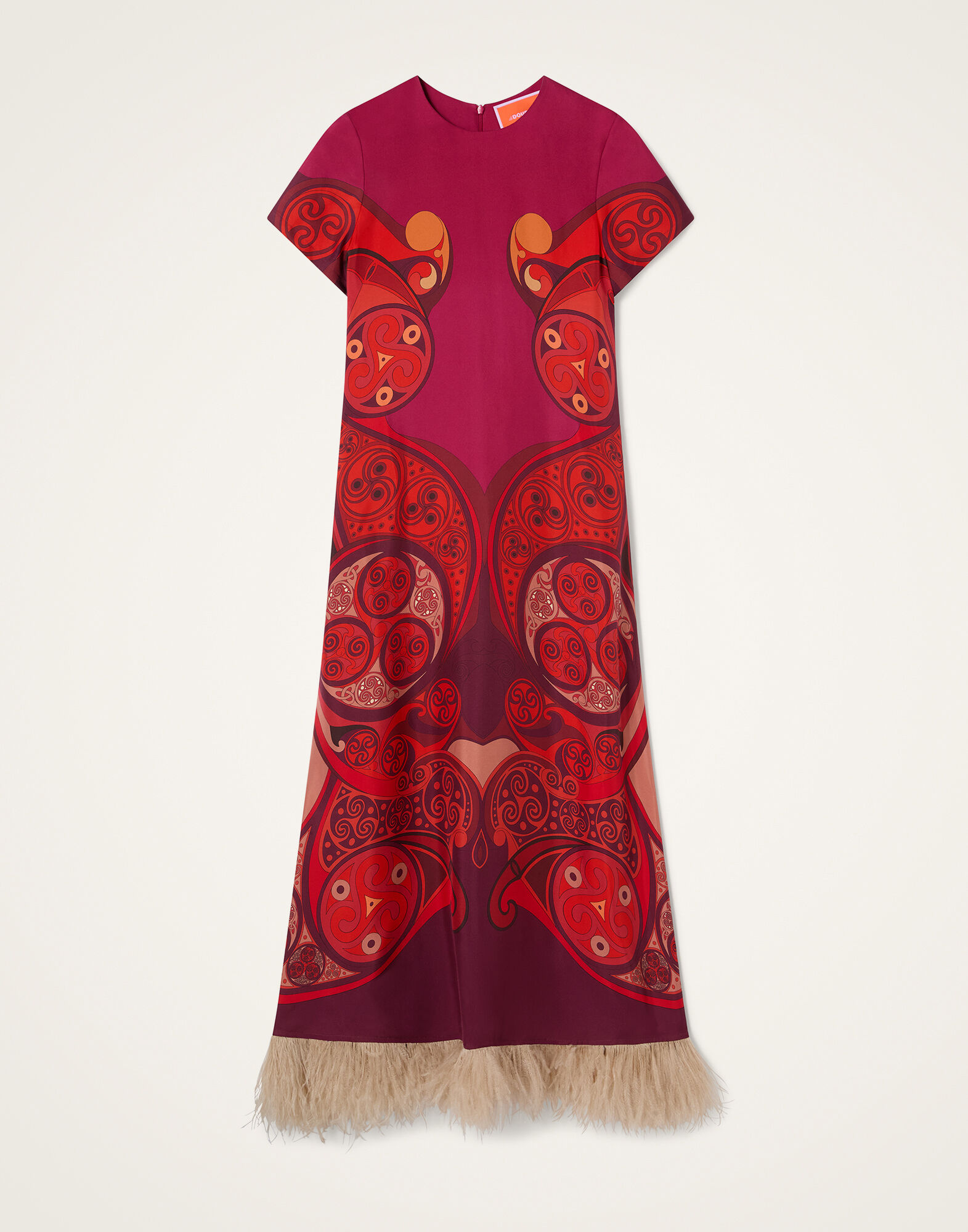Swing Feather-Trimmed Maxi Dress