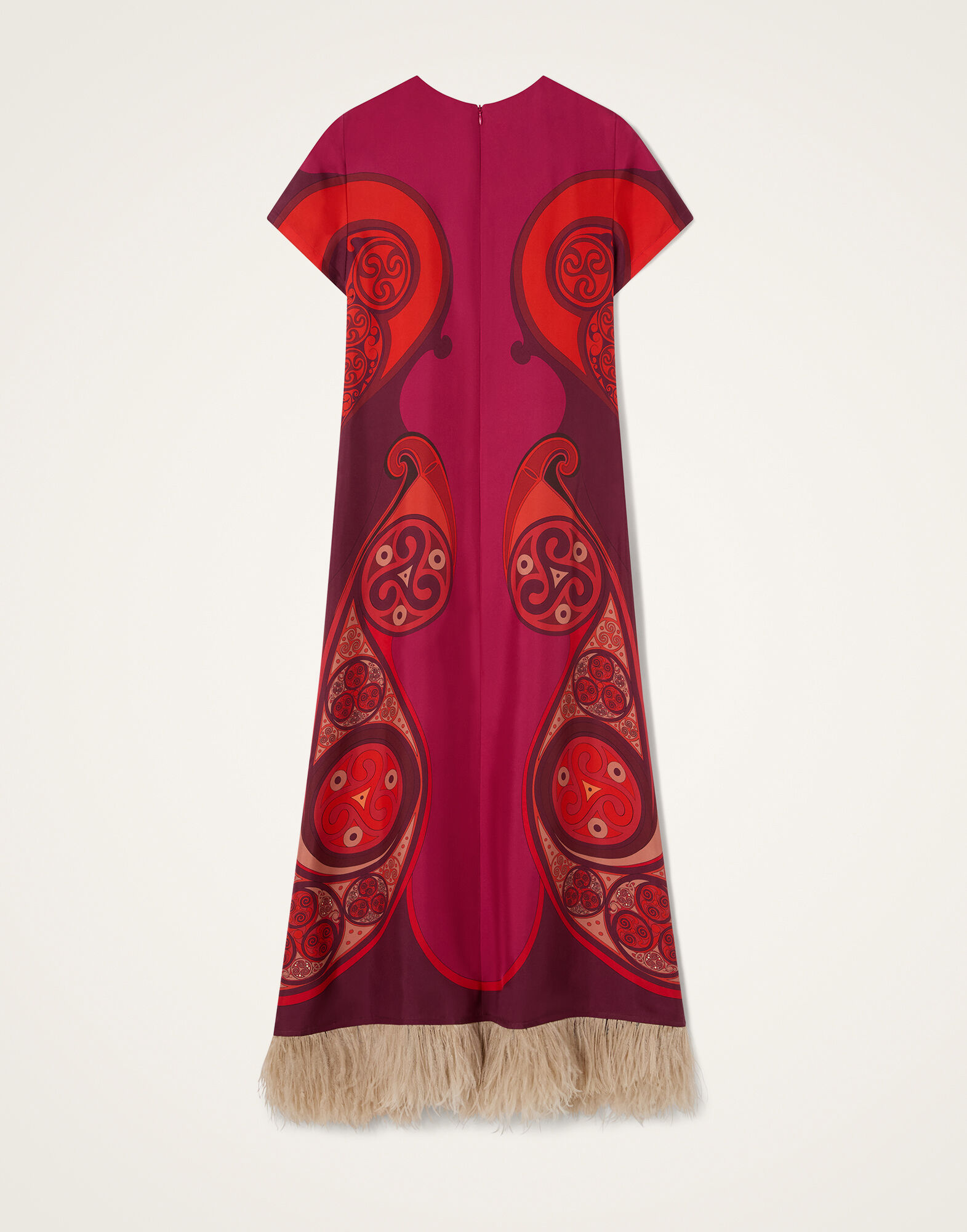 Swing Feather-Trimmed Maxi Dress