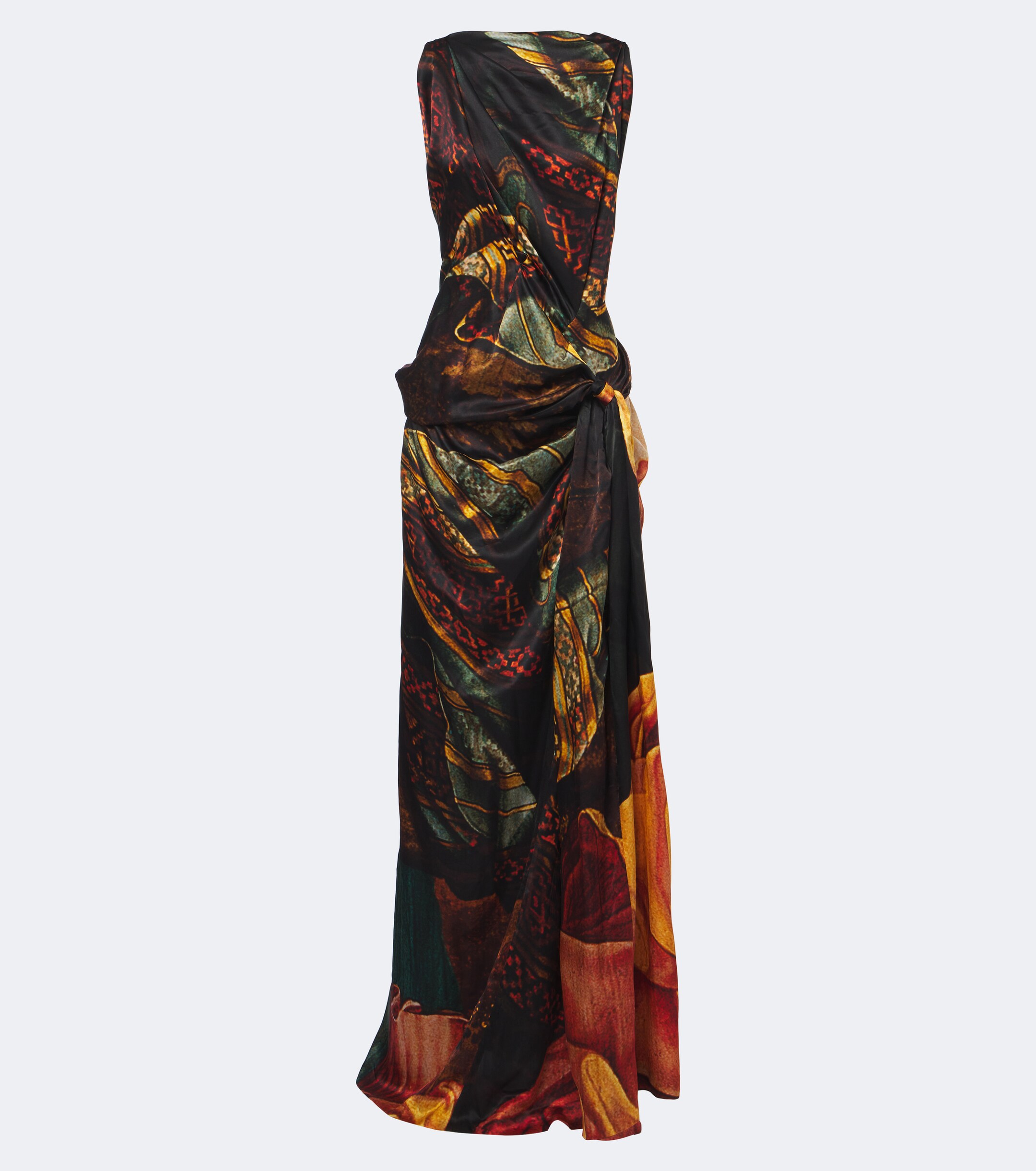 Long Draped Satin Dress