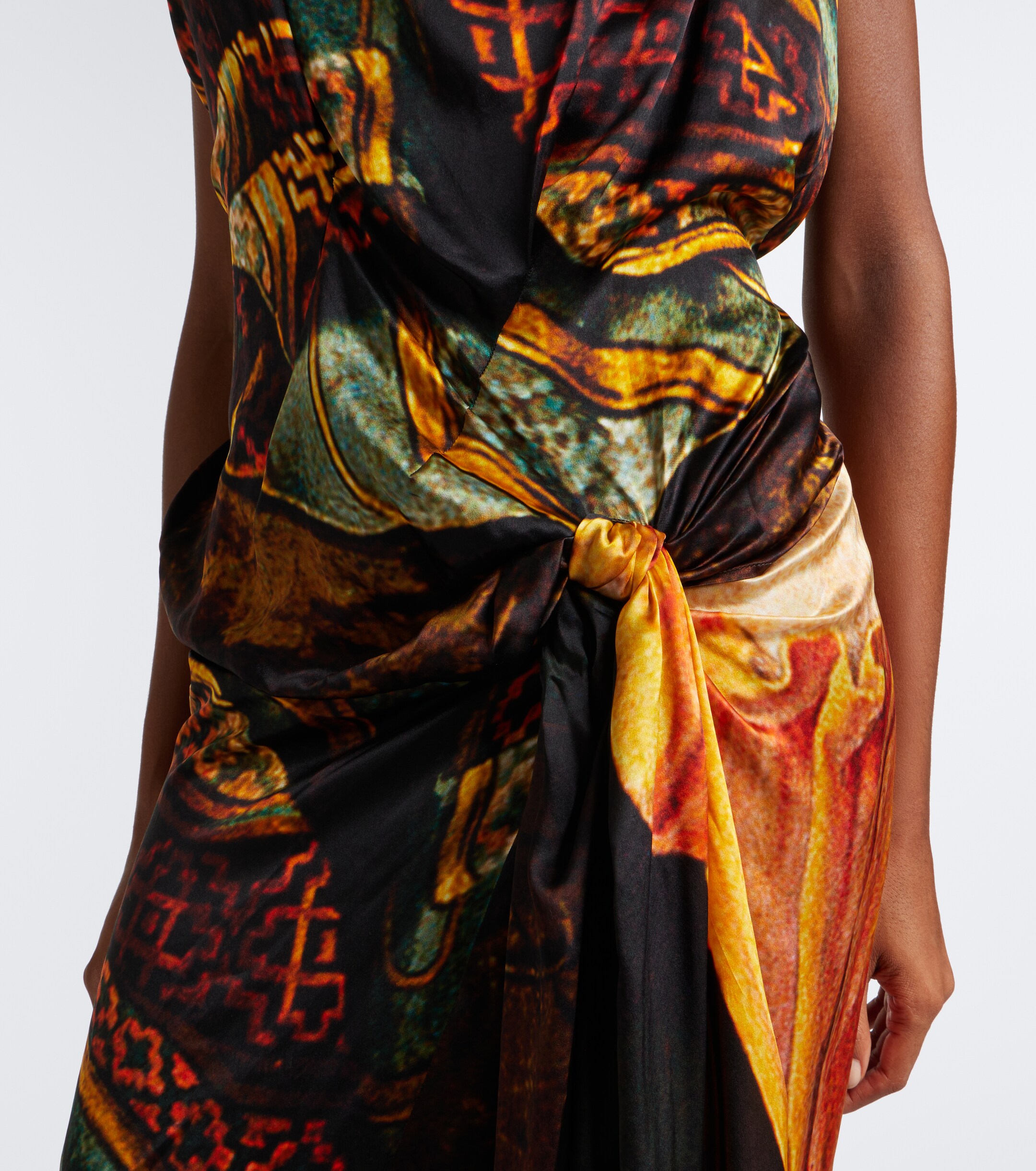 Long Draped Satin Dress