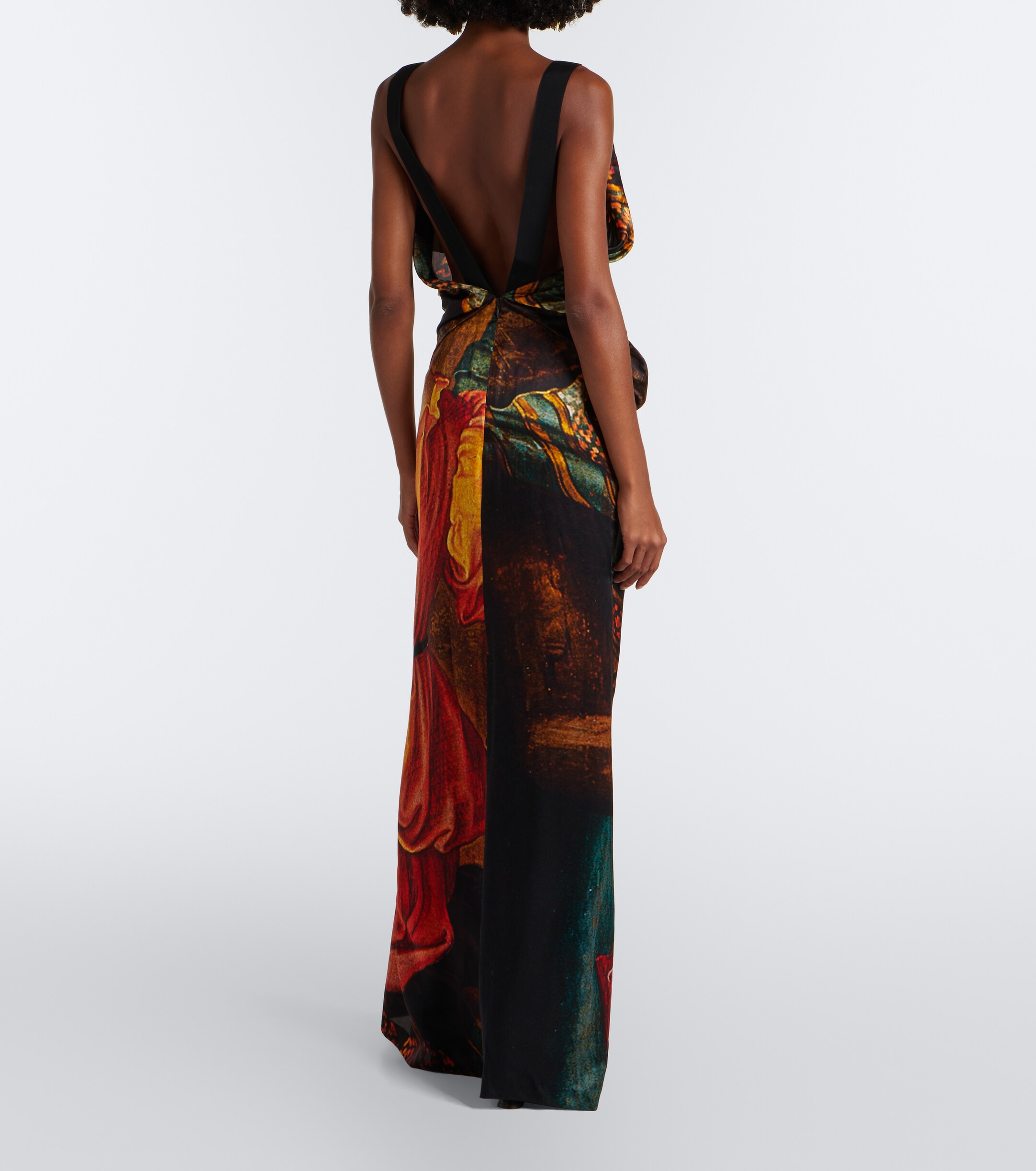 Long Draped Satin Dress