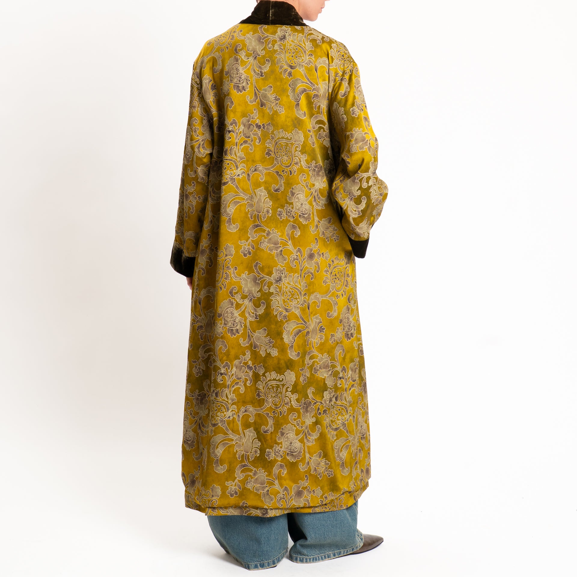 Vintage Long Damask Wool Blend Kimono 