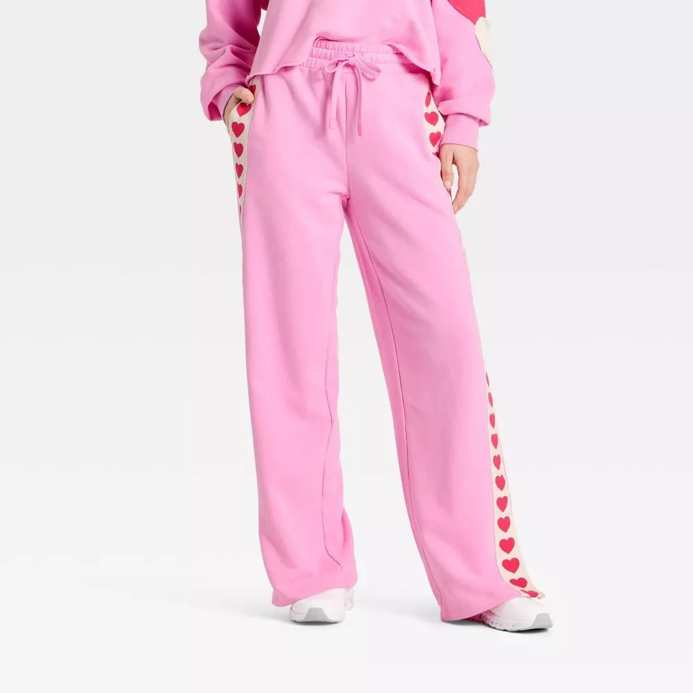 Women's Valentine's Day Patchwork Crewneck Sets